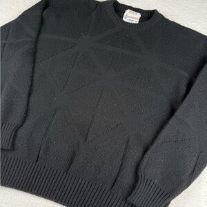Vintage Towne by London Fog Men’s Medium Argyle Pattern Black Knit Sweater USA